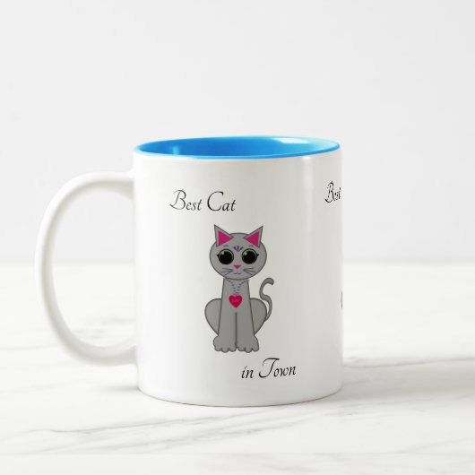 Tasse 2 Couleurs Joli Chat Gris (Gauche)