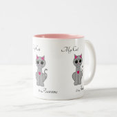 Tasse 2 Couleurs Joli Chat Gris (Devant droit)