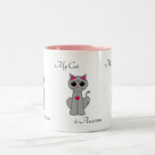 Tasse 2 Couleurs Joli Chat Gris (Centre)