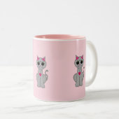 Tasse 2 Couleurs Joli chat gris (Devant droit)