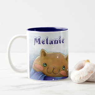 Tasse 2 Couleurs Joli Chat Hiver Noël Personnalisé