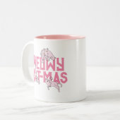 Tasse 2 Couleurs Joli Chat Noël Rose clair Fête (Devant gauche)