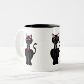 Tasse 2 Couleurs Joli chat noir (Devant gauche)