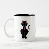 Tasse 2 Couleurs Joli chat noir (Gauche)