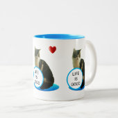 Tasse 2 Couleurs Joli chat tabby & cœur (Devant droit)