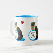 Tasse 2 Couleurs Joli chat tabby & cœur (Devant gauche)