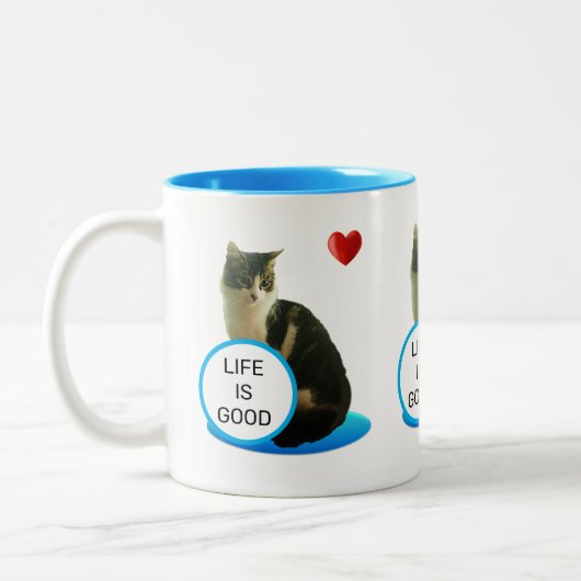 Tasse 2 Couleurs Joli chat tabby & cœur (Gauche)