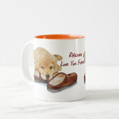 Tasse 2 Couleurs joli chiot golden extracteur portrait slogan d'art (Devant gauche)