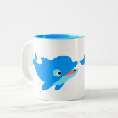 Tasse 2 Couleurs Joli Dauphin de dessin (Devant gauche)