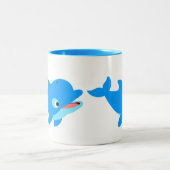 Tasse 2 Couleurs Joli Dauphin de dessin (Centre)