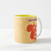 Tasse 2 Couleurs Joli dessin animé d'écureuil roux (Devant droit)