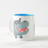 Tasse 2 Couleurs Joli dessin animé souriant Hippo (Devant gauche)
