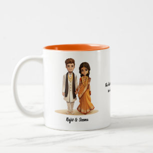 Tasse 2 Couleurs Joli dessin de Desi Bride & Groom Mariage indien