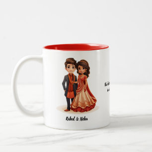 Tasse 2 Couleurs Joli dessin de Desi Bride & Groom Mariage indien