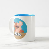 Tasse 2 Couleurs Joli dessin de dessin de porc (Devant gauche)