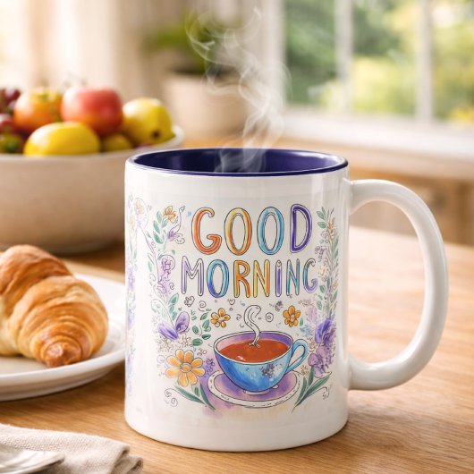 Tasse 2 Couleurs Joli Doodle Good Morning Café