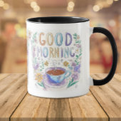 Tasse 2 Couleurs Joli Doodle Good Morning Café