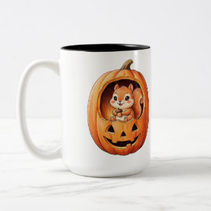 Tasse 2 Couleurs Joli écureuil à l'intérieur de la citrouille d'Hal