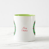 Tasse 2 Couleurs Joli elfe de Noël vert et couronne de Noël (Centre)
