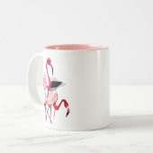 Tasse 2 Couleurs Joli flamant rose sur bleu (Devant gauche)
