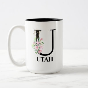 Tasse 2 Couleurs Joli Floral U monogrammé alphabet