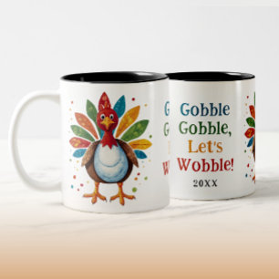 Tasse 2 Couleurs Joli Gobble Arc-en-ciel Turquie Thanksgiving