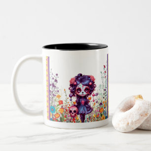 Tasse 2 Couleurs Joli Jardin Gothique Crâne de Sucre