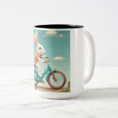Tasse 2 Couleurs "Joli lapin à vélo" (Devant droit)