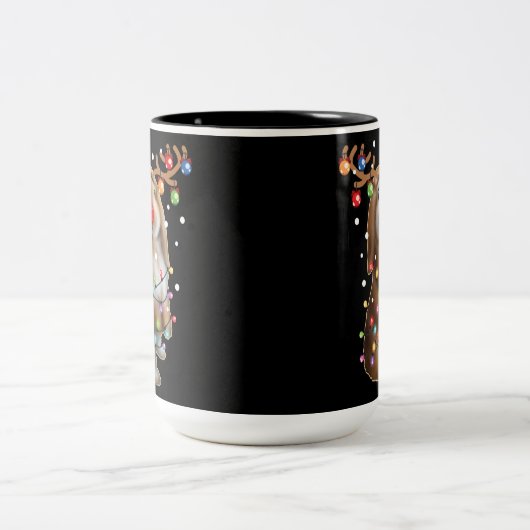 Tasse 2 Couleurs Joli lapin Lapin Drôle Cadeaux de Noël (Centre)