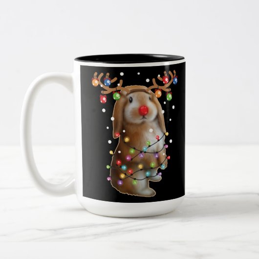 Tasse 2 Couleurs Joli lapin Lapin Drôle Cadeaux de Noël (Gauche)