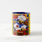 Tasse 2 Couleurs Joli Le Café Pug Chef (Centre)