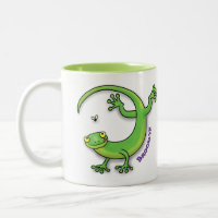 Joli lézard vert gecko avec dessin animé