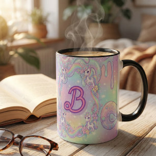 Tasse 2 Couleurs Joli Licorne Kawaii Pastel Arc-en-Ciel Magique
