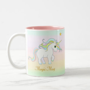 Tasse 2 Couleurs Joli licorne magique et étoile sur couleurs pastel