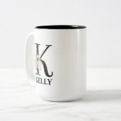 Tasse 2 Couleurs Joli monogramme initial alphabet K (Devant gauche)