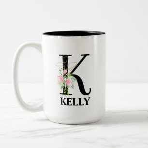 Tasse 2 Couleurs Joli monogramme initial alphabet K