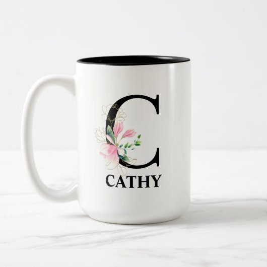 Tasse 2 Couleurs Joli monogramme initial C (Gauche)