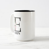Tasse 2 Couleurs Joli monogramme initial E (Devant gauche)