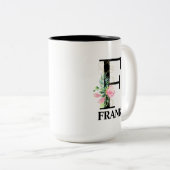 Tasse 2 Couleurs Joli monogramme initial F (Devant droit)