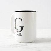 Tasse 2 Couleurs Joli monogramme initial G (Devant gauche)