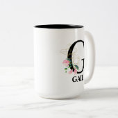 Tasse 2 Couleurs Joli monogramme initial G (Devant droit)