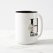 Tasse 2 Couleurs Joli monogramme initial H (Devant droit)