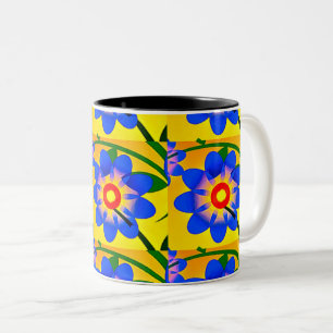 Tasse 2 Couleurs Joli Motif de fleurs Abstraites