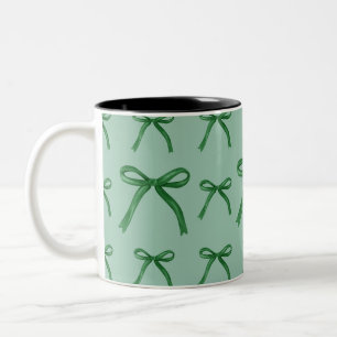 Tasse 2 Couleurs Joli motif de nœud vert élégant