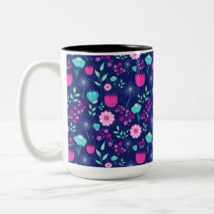 Tasse 2 Couleurs Joli motif floral de fond