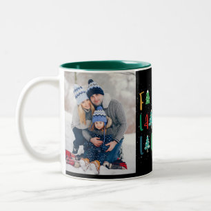 Tasse 2 Couleurs Joli Noël Arbres Cadeau Photo personnalisée Vert