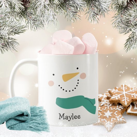 Tasse 2 Couleurs Joli Noël Snowman Visage Holiday