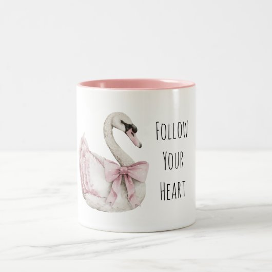 Tasse 2 Couleurs Joli Nœud Rose Cygne (Centre)