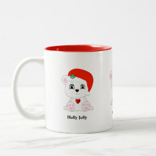 Tasse 2 Couleurs Joli ours polaire de dessin animé de Noël