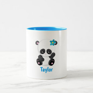Tasse 2 Couleurs Joli Panda blanc et bleu